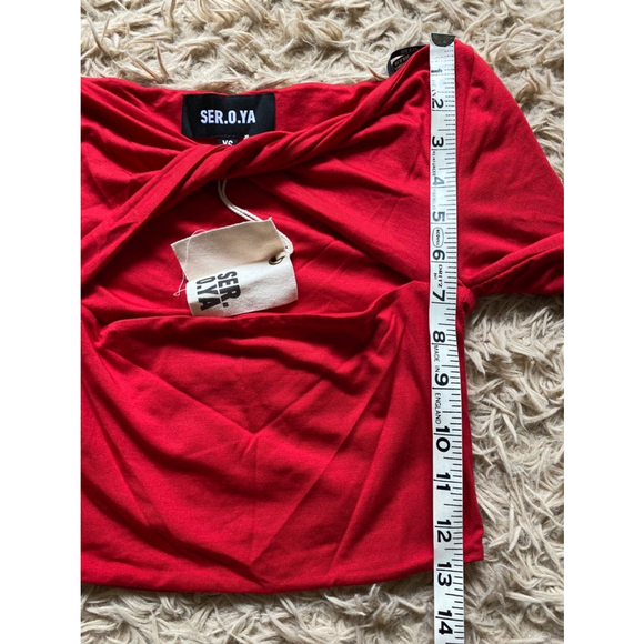 Ser.o.ya Artemis Top Red Cut Out Long Sleeve Crop NWT XS - Picture 5 of 5